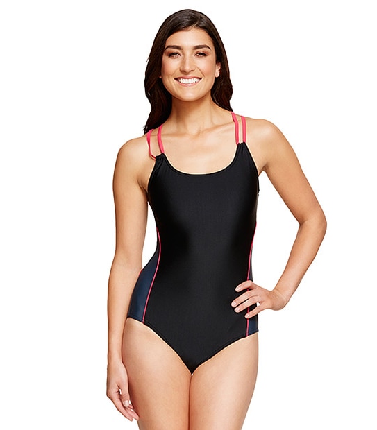 One Piece Racer Bathers - Black Splice