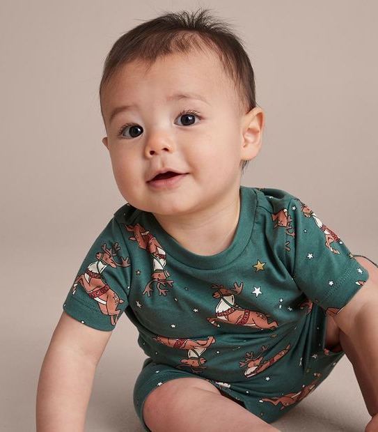 Unisex Baby Family Matching  Christmas Reindeer Cotton Pyjama Set