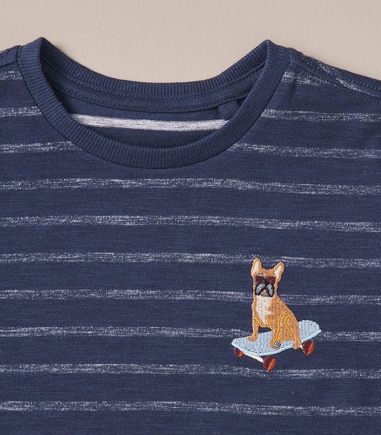 Embroidered Striped T-shirt