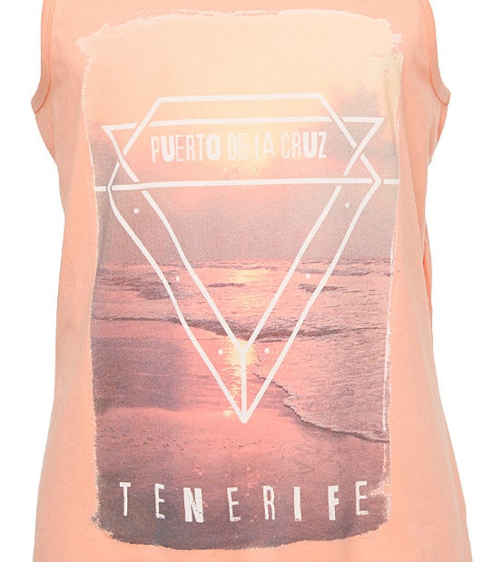 Men's Tenerife Photo Printed Tank Top - Orange