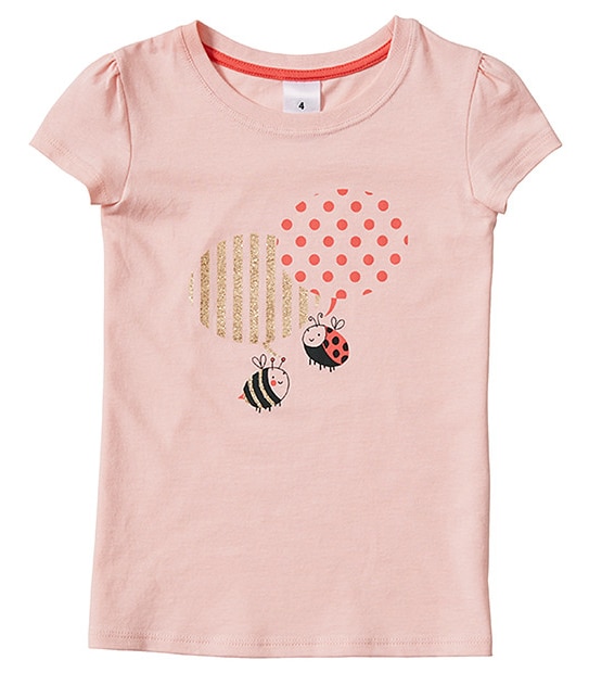 Short Sleeve Bee & Ladybug Print T-Shirt