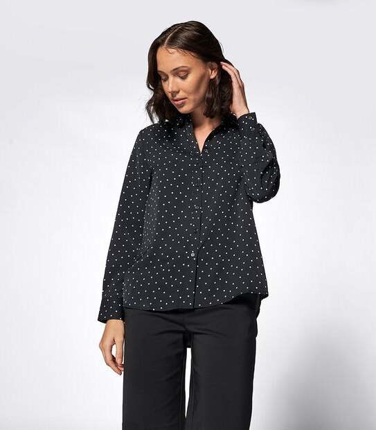 Preview Spotted Long Sleeve Relaxed Shirt