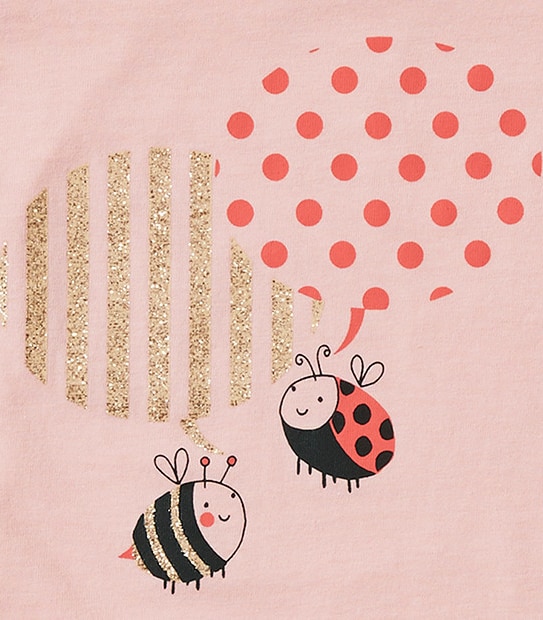 Short Sleeve Bee & Ladybug Print T-Shirt