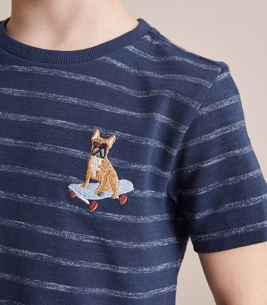 Embroidered Striped T-shirt