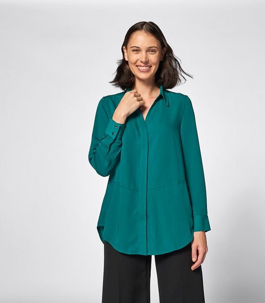 Half Button High Low Longline Blouse