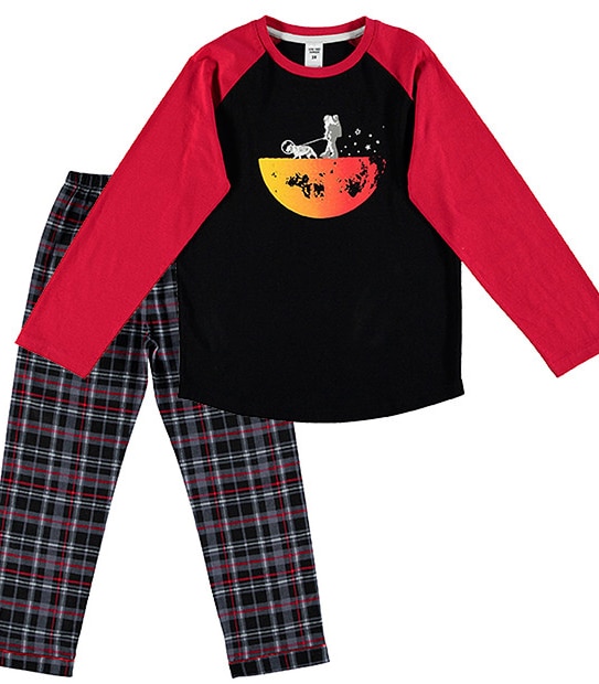 Moon Print Jersey Flannelette Pyjama Set 1 of 5