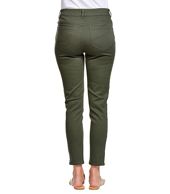 Cropped Biker Jeans - Khaki