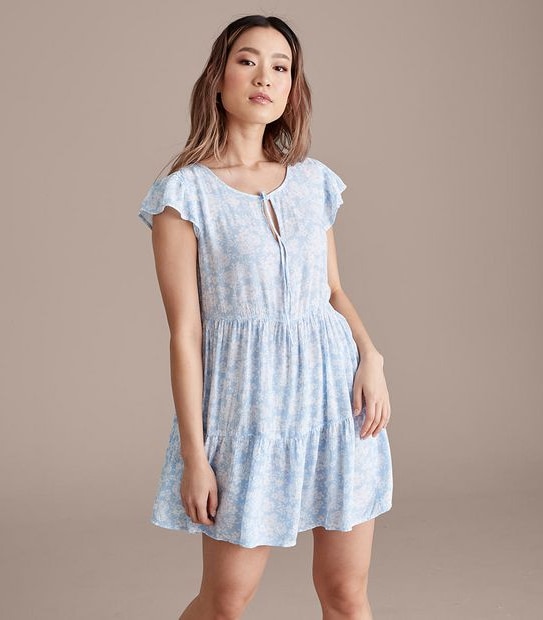 Lily Loves Flutter Sleeve Tiered Mini Dress