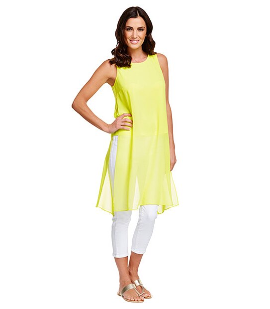 Split Back Longline Tank - Yellow
