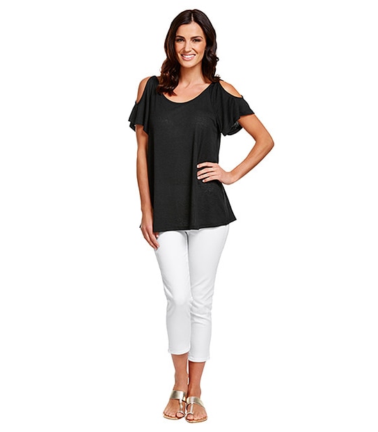 Cold Shoulder Top - Black 2 of 4