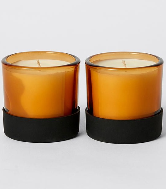 Set Of 2 Scented Candles Amber Glass Jars  - Island Paradise