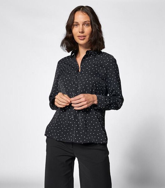 Preview Spotted Long Sleeve Relaxed Shirt