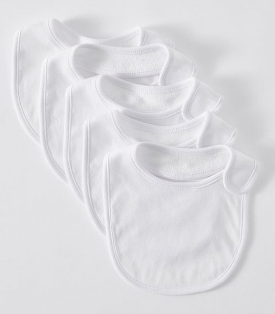5 Pack Newborn Bibs - White