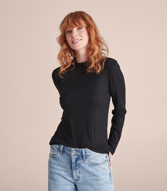 Mock Neck Rib Skivvy