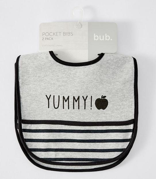 Pocket Bib 2 Pack - Black/Grey