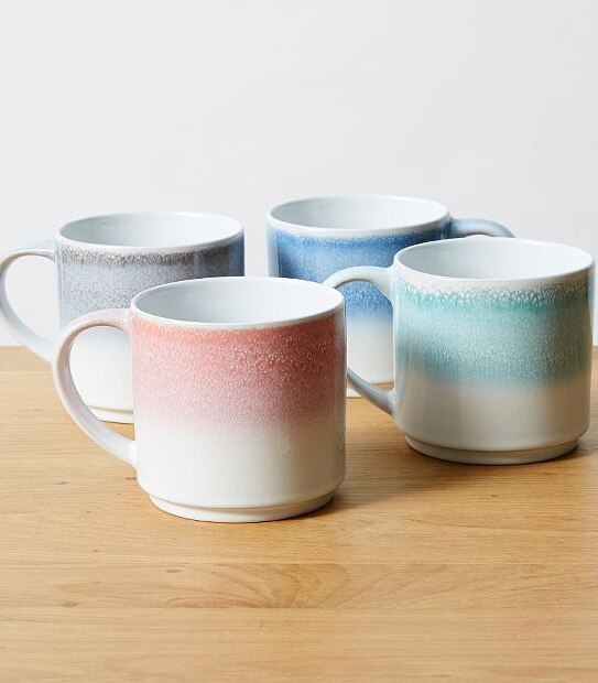 Set Of 4 Reactive Glaze Mugs