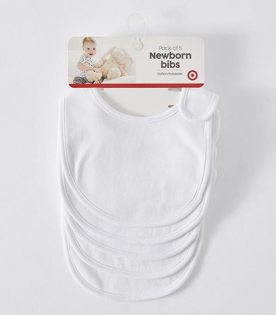 5 Pack Newborn Bibs - White