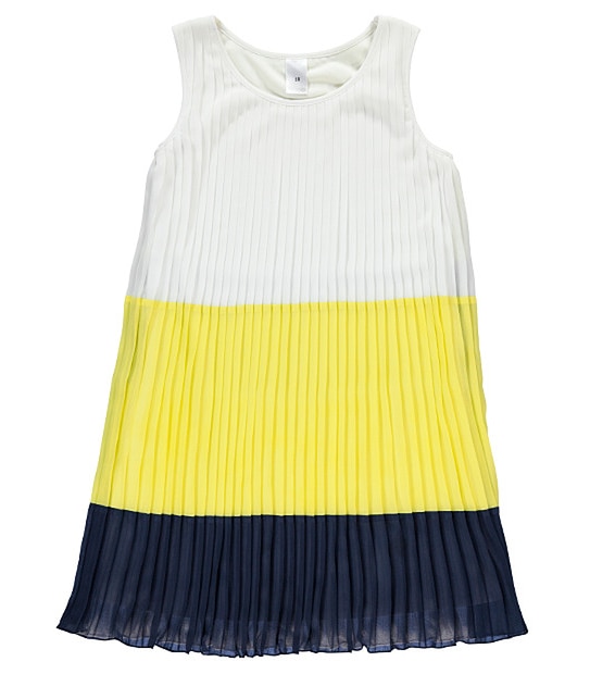 Girls' Pleated Colour Block Dress