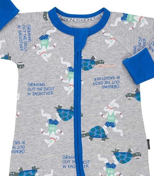 Bonds Zippy Wondersuit - Grey/Blue