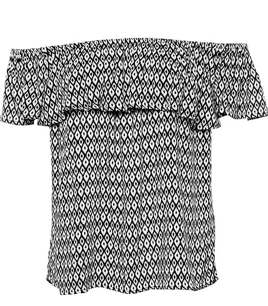 Off the Shoulder Top - Mono Print 3 of 5