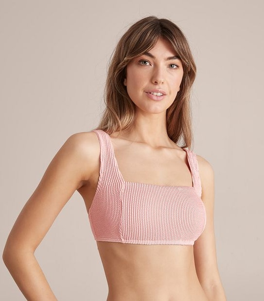 Crinkle Square Neck Swim Bikini Top