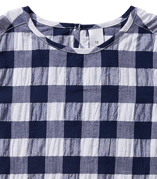 Girls' Gingham Check Pleat Top
