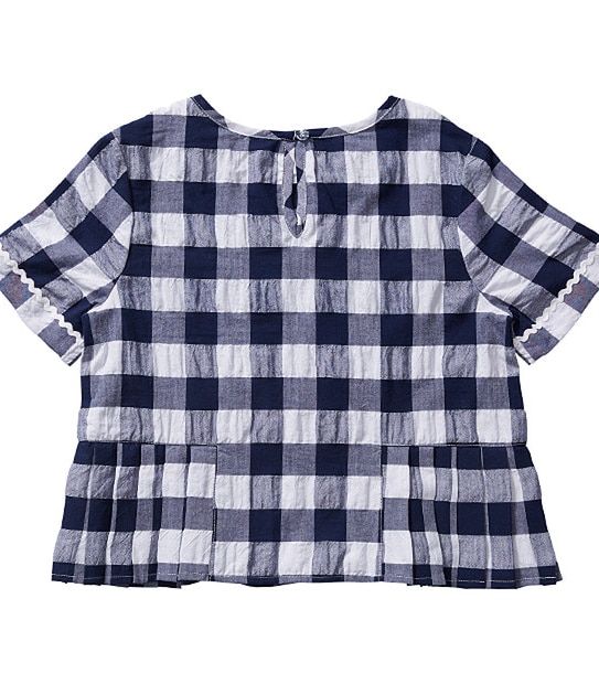 Girls' Gingham Check Pleat Top