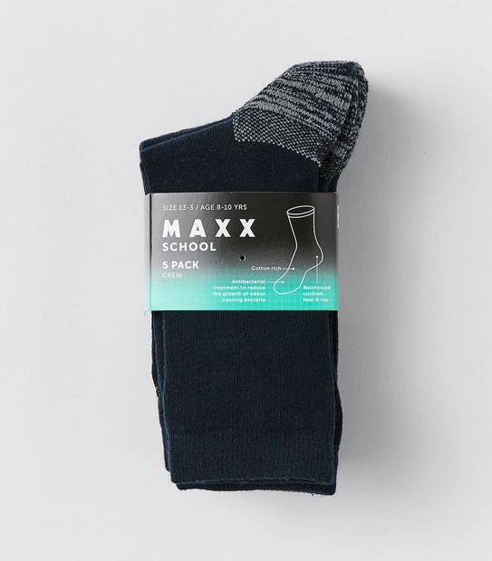 5 Pack Maxx Elevated Crew School Socks