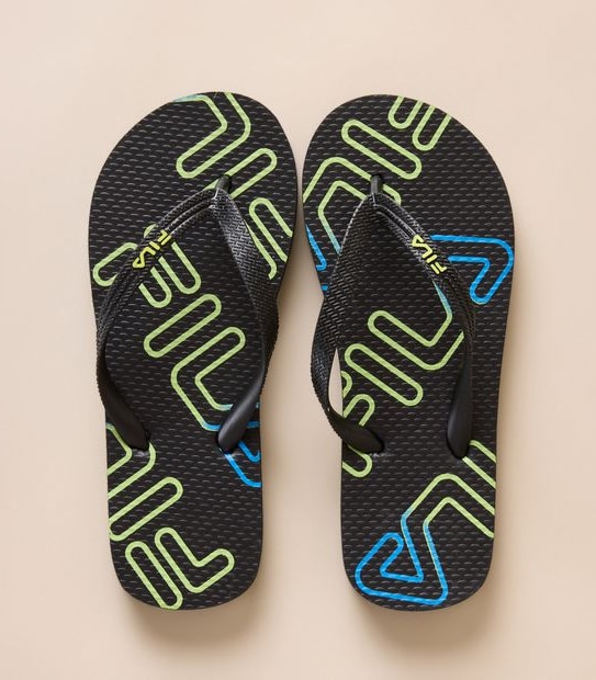Fila Kids Trapini Thongs - Black/Green
