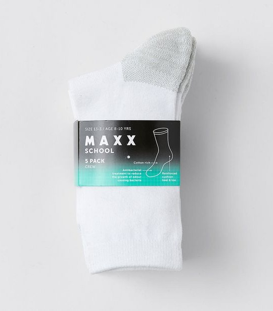 Maxx School Elevated Crew Sock 5 Pack