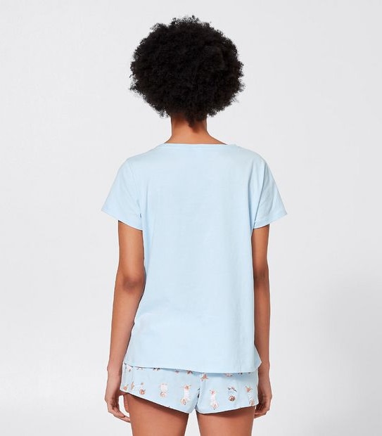 Short Sleeve Shorts Sleep Set - Blue Dachshund
