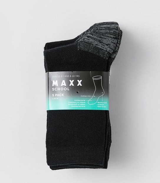 5 Pack Maxx Elevated Crew School Socks