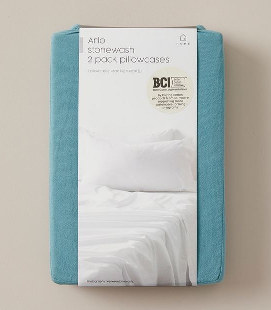 Arlo Stonewash 2 Pack Pillowcases
