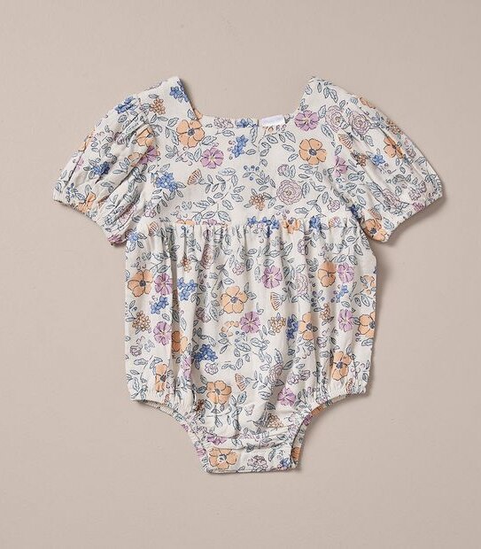 Baby Linen Blend Floral Romper