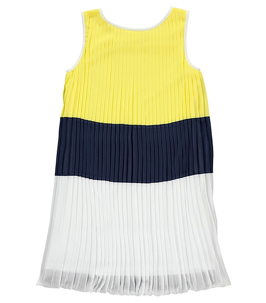 Girls' Pleated Colour Block Dress