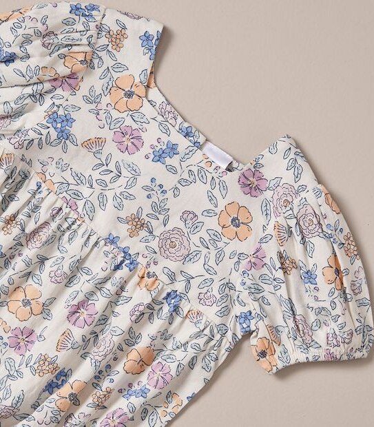 Baby Linen Blend Floral Romper