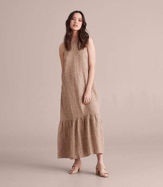 Preview Linen Blend Tiered Maxi Dress