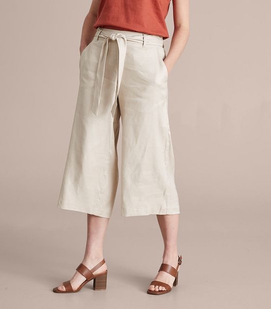 Preview Linen Blend Belted Culotte Pants