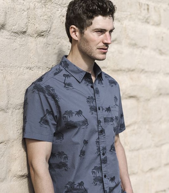 Island Print Shirt - Navy