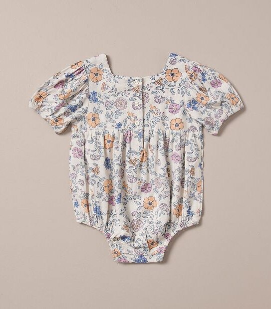 Baby Linen Blend Floral Romper
