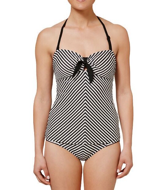 Monochrome Stripe Shape Your Body Tankini Top