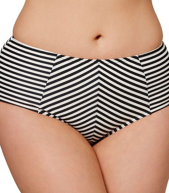 Monochrome Stripe High Rise Bikini Bottoms