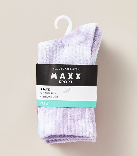 3 Pack Maxx Tie-Dye Crew Socks
