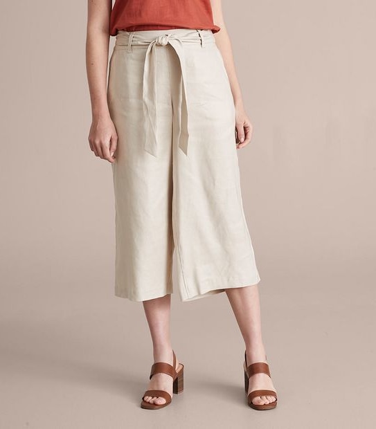 Preview Linen Blend Belted Culotte Pants
