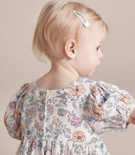 Baby Linen Blend Floral Romper