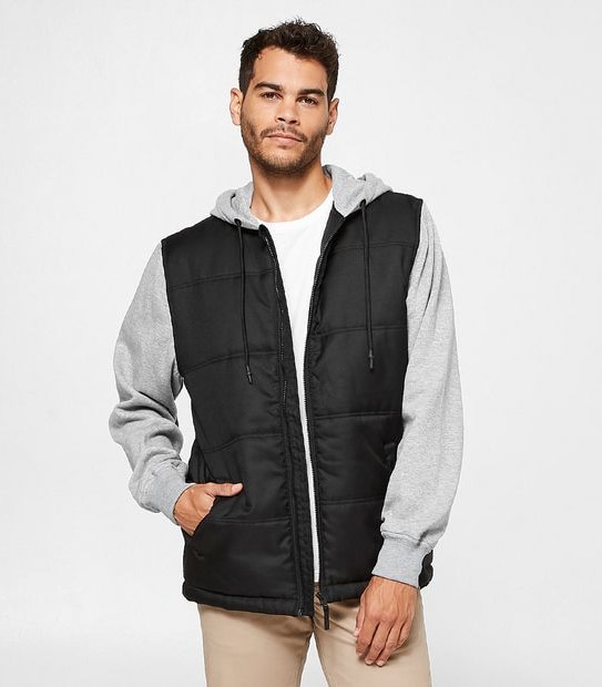 Puffer Jacket with Fleece Sleeves