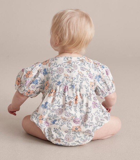 Baby Linen Blend Floral Romper