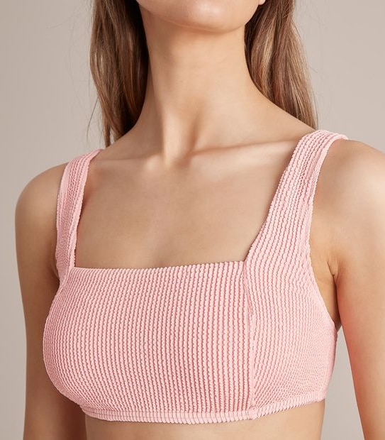Crinkle Square Neck Swim Bikini Top