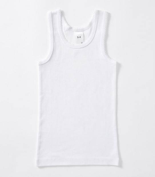Younger Girls 3 Pack Vests with Scalloped Trim - White