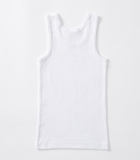 Younger Girls 3 Pack Vests with Scalloped Trim - White